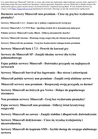 Popularne serwery Minecraft - miejsce dla społeczności graczy