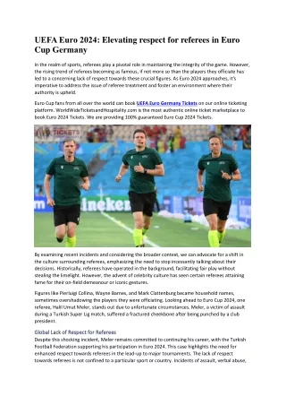 UEFA Euro 2024 Elevating respect for referees in Euro Cup Germany