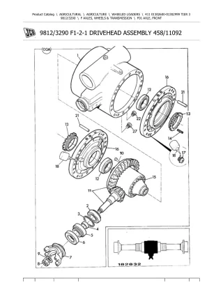 JCB 411 TIER 3 Wheeled Loader Parts Catalogue Manual (Serial Number 01302600-01302999)