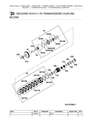 JCB 413S T4 Wheeled Loader Parts Catalogue Manual (Serial Number 02094871-02095871)