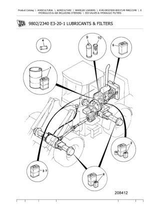 JCB 414S Wheeled Loader Parts Catalogue Manual (Serial Number 00537000-00537149)