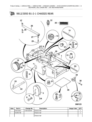 JCB 414S Wheeled Loader Parts Catalogue Manual (Serial Number 01242500-01242999)