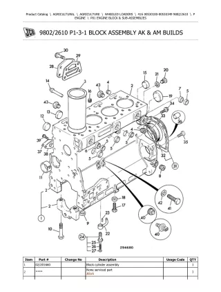 JCB 416 Wheeled Loader Parts Catalogue Manual (Serial Number 00530100-00530349)