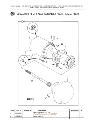 JCB 416B Wheeled Loader Parts Catalogue Manual (Serial Number 00529500-00530099)