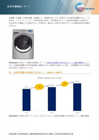 家庭用洗濯機の世界市場レポート2023-2029