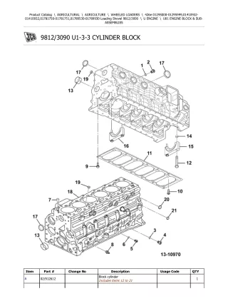 JCB 426e Wheeled Loader Parts Catalogue Manual (Serial Number 01295000-01295999)