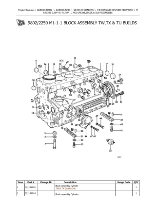 JCB 430 Wheeled Loader Parts Catalogue Manual (Serial Number 00257608-00523000)