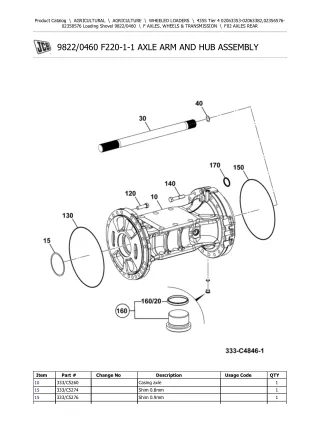 JCB 435S Tier 4 Wheeled Loader Parts Catalogue Manual (Serial Number 02063353-02063382)