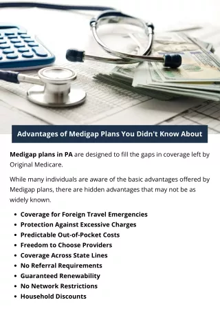 Advantages of Medigap Plans You Didn't Know About