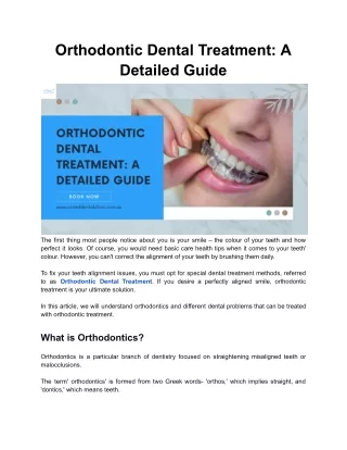 Orthodontic Dental Treatment: A Detailed Guide