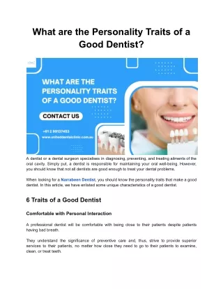What are the Personality Traits of a Good Dentist?