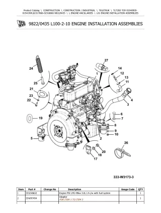 JCB TLT25D TCR Teletruk Parts Catalogue Manual (Serial Number 01540935-01541999)