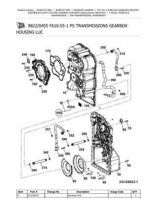 JCB 437 Tier 4 Wheeled Loader Parts Catalogue Manual (Serial Number 02063202-02063352)