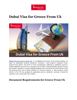 Dubai Visa for Greece From Uk