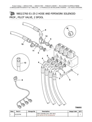 JCB 456 Tier 2 Wheeled Loader Parts Catalogue Manual (Serial Number 02060750-02064279)