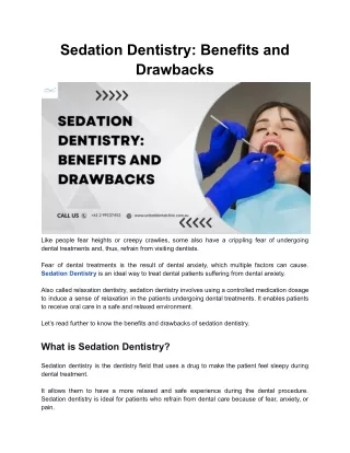 Sedation Dentistry: Benefits and Drawbacks