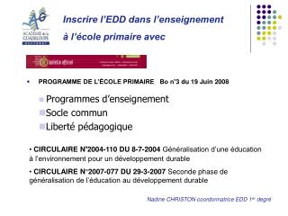 Inscrire l’EDD dans l’enseignement à l’école primaire avec