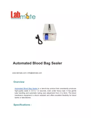 Automated Blood Bag Sealer