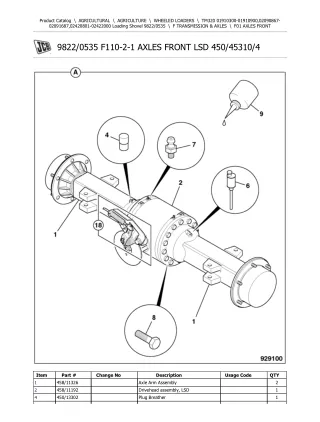 JCB TM320 Telescopic Wheeled Loader Parts Catalogue Manual (Serial Number 01910300-01910900)