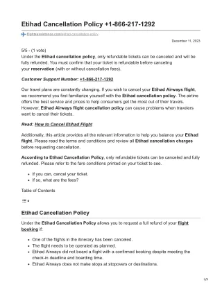 Etihad Cancellation Policy