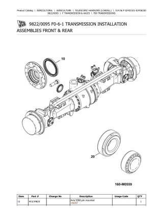 JCB 514.56 F Telescopic Handlers (Loadall) Parts Catalogue Manual (Serial Number 02433101-02436100)