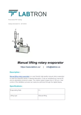 Manual lifting rotary evaporator