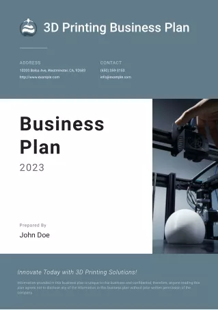 3D Printing Business Plan