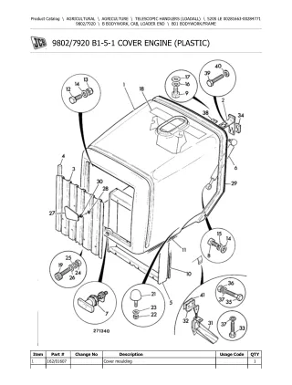 JCB 520S LE Telescopic Handlers (Loadall) Parts Catalogue Manual (Serial Number 00281663-00284771)