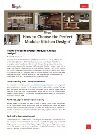 How to Choose the Perfect Modular Kitchen Design?