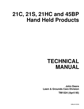 John Deere 21HC Hand Held Products Service Repair Manual