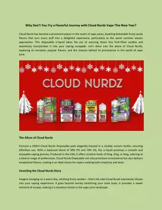 Why Don’t You Try a Flavorful Journey with Cloud Nurdz Vape This New Year?