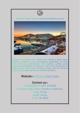 Glorious Cape Tours | gloriouscapetours.co.za