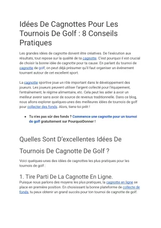 Idées De Cagnotte Pour Les Tournois De Golf 8 Astuces Pratiques