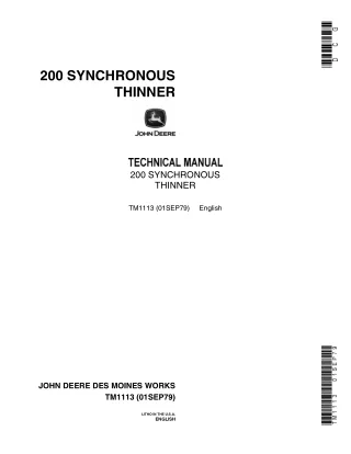 JOHN DEERE 200 SYNCHRONOUS THINNER Service Repair Manual (tm1113)