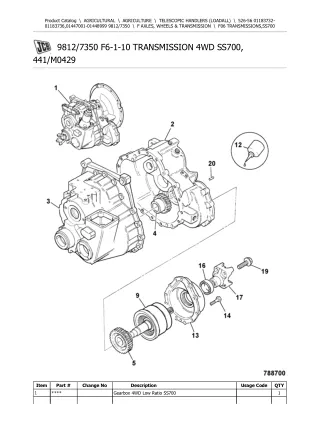 JCB 526-56 Telescopic Handlers (Loadall) Parts Catalogue Manual (Serial Number 01183732-01183736)