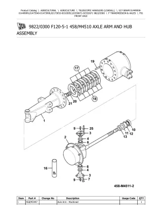 JCB 527-58 WM Telescopic Handlers (Loadall) Parts Catalogue Manual (Serial Number 02173052-02183052)