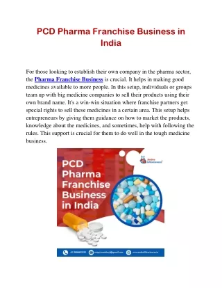 PCD Pharma Franchise Business in India