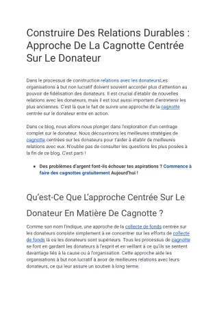 Cagnotte Centrée Sur Le Donateur  6 Excellentes Stratégies Et Conseils