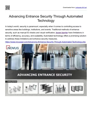 Advancing Entrance Security Through Automated Technology