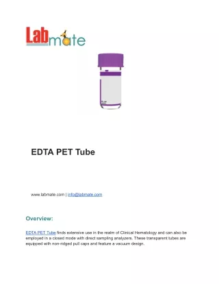 EDTA PET Tube