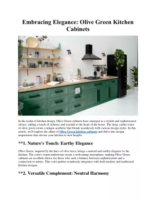 Olive Green Kitchen Cabinets