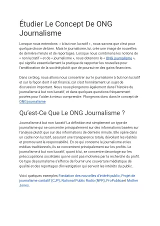 ONG Journalisme Explication, Financement, Histoire, Et Plus Encore