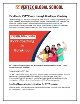 Excelling in KVPY Exams through Gorakhpur Coaching