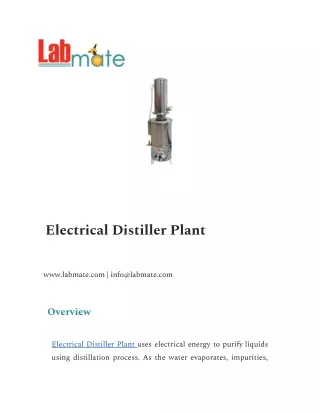 Electrical Distiller Plant