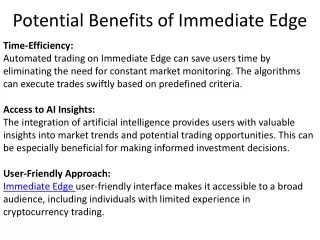 Potential Benefits of Immediate Edge