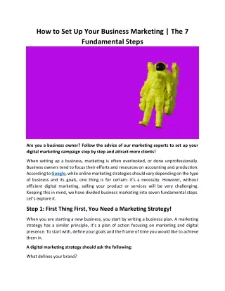 How to Set Up Your Business Marketing The 7 Fundamental Steps