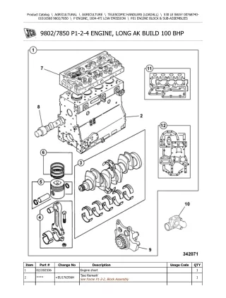 JCB 530 LE SWAY Telescopic Handlers (Loadall) Parts Catalogue Manual (Serial Number 00768740-01016568)