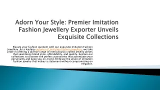 Adorn Your Style Premier Imitation Fashion Jewellery Exporter Unveils Exquisite Collections Dec 2023