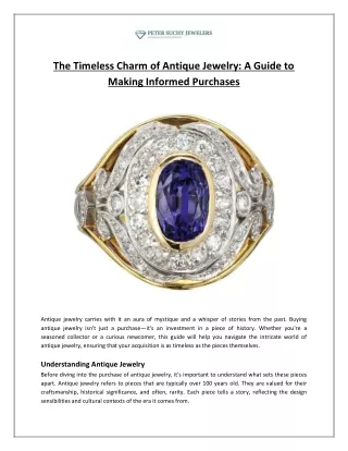 The Timeless Charm of Antique Jewelry A Guide to Making Informed Purchases