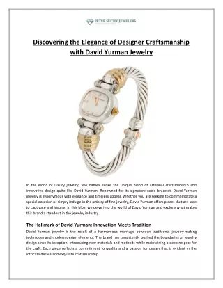 Discovering the Elegance of Designer Craftsmanship with David Yurman Jewelry